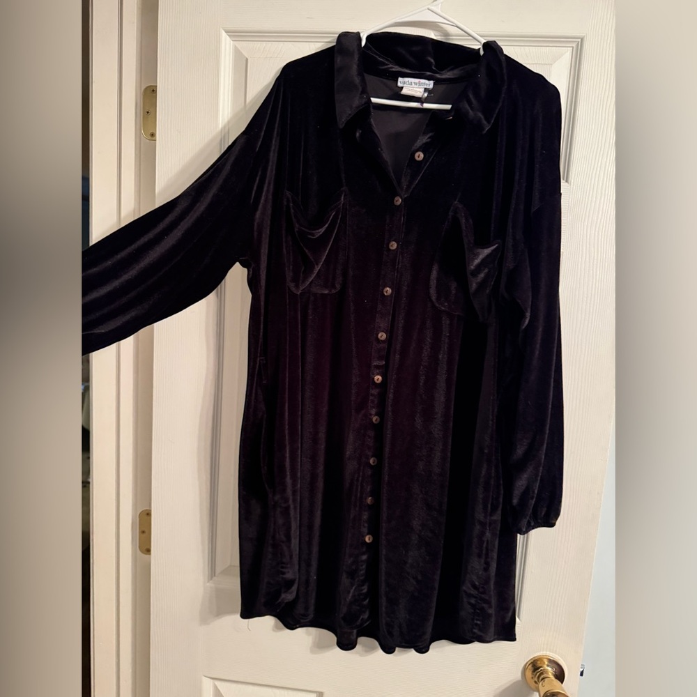 Vada Winter Velvet Shirt Dress